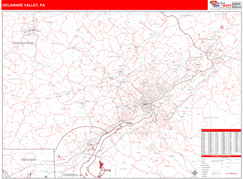 Delaware Valley Metro Area Digital Map Red Line Style